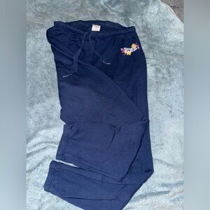 PINK Victoria's Secret Navy Joggers with Floral Accent